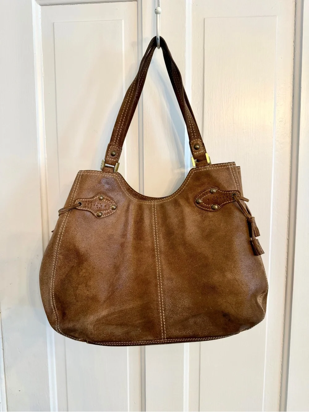 Brown Leather Boho Y2K Shoulder Hobo Bag